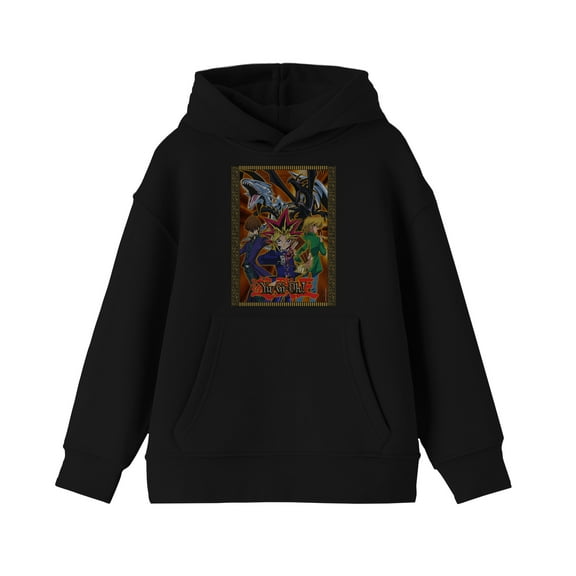 Yu-Gi-Oh Main Characters and Monsters Youth Black Graphic Hoodie-S