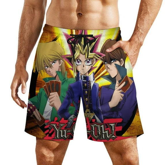 Yu-Gi-Oh Mens Board Shorts Summer Swim Trunks Quick Dry Beach Swimwear Bathing Suit Swim Shorts with Compression Liner And Pockets