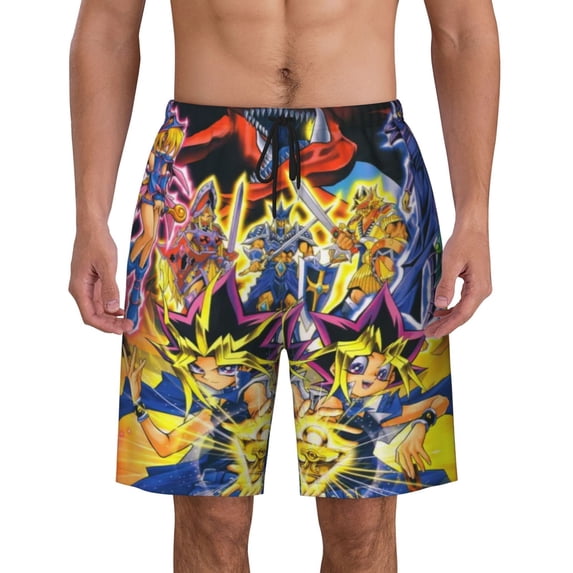 Yu-Gi-Oh Mens Swim Trunks Quick Dry Board Shorts with Mesh Lining Beach Shorts Swimwear Bathing Suits