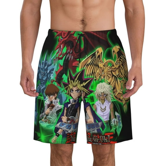 Yu-Gi-Oh Mens Swim Trunks Quick Dry Board Shorts with Mesh Lining Beach Shorts Swimwear Bathing Suits