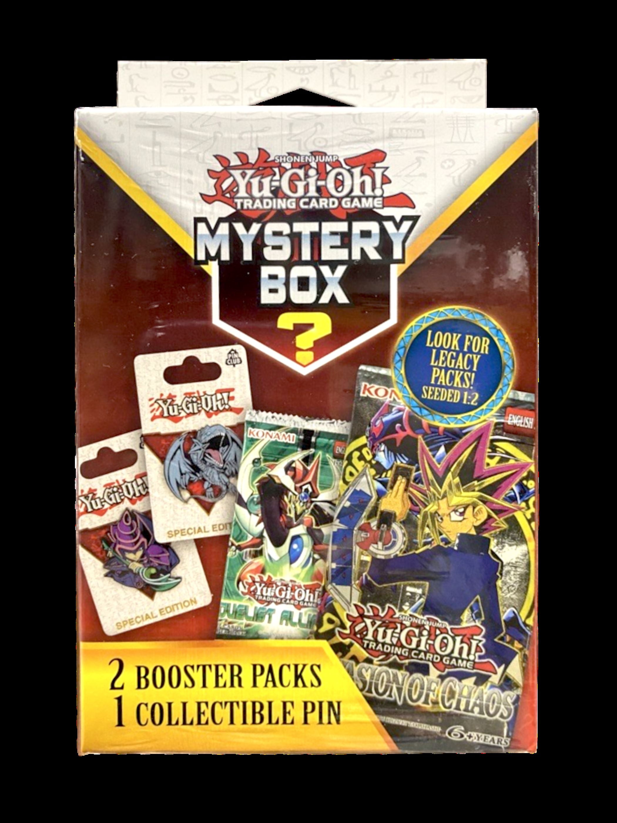 yugioh graded card mystery box Yu-Gi-Oh! Mystery Hanger Box, 2 Booster Packs, 1 Collectible Pin, Legacy  Packs
