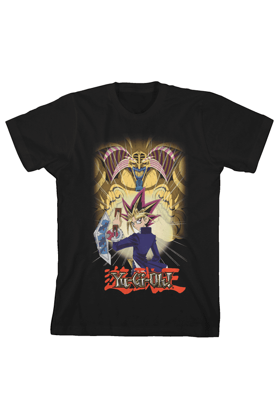 Yu-Gi-Oh Yami Yugi And Exodia Crew Neck Short Sleeve Boys' Black T-shirt-XS