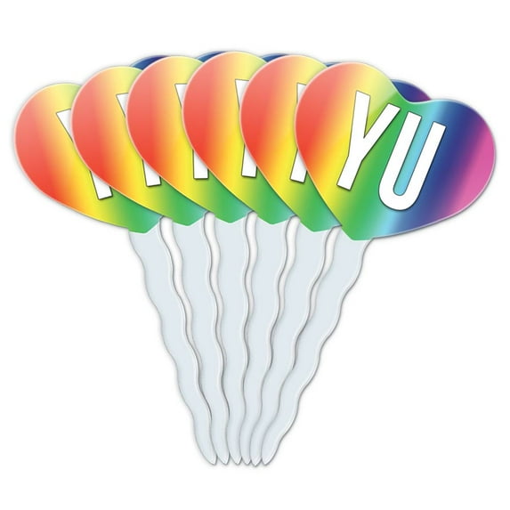 Yu Heart Love Cupcake Picks Toppers - Set of 6