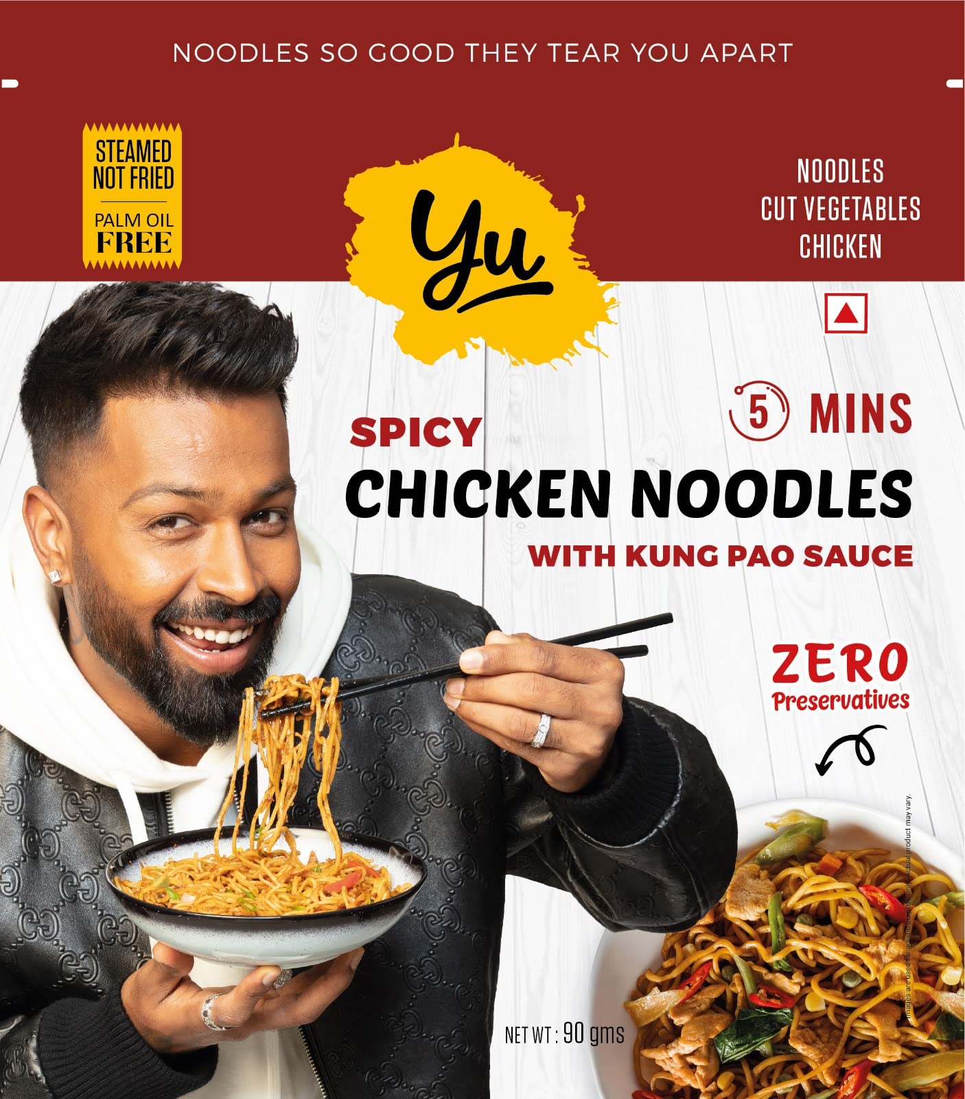 Yu Instant Chicken Noodles With Real Chicken Pieces, Vegetables