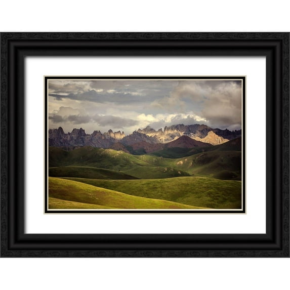 Yu, James 24x17 Black Ornate Wood Framed with Double Matting Museum Art Print Titled - Tibetan Plateau