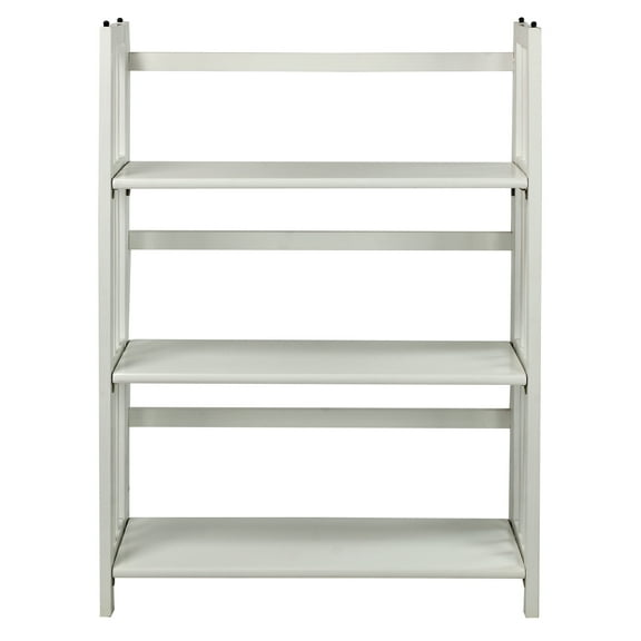 3-Shelf Folding Stackable Bookcase 27.5" Wide-White