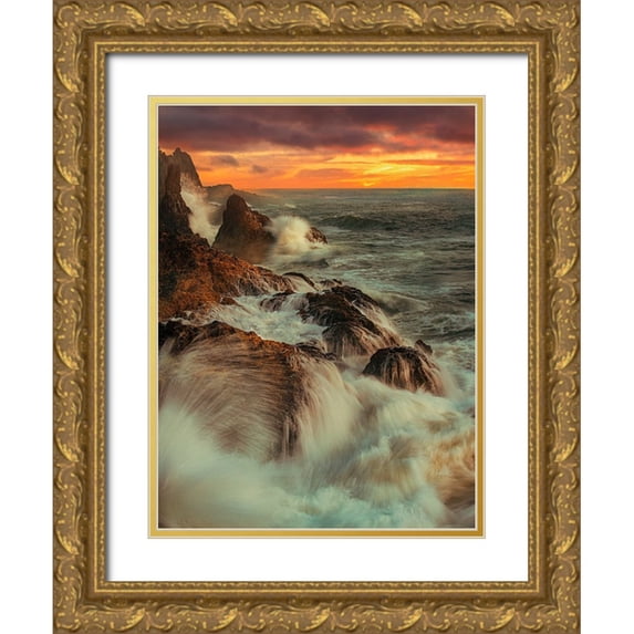 Yu, Wenjin 19x24 Gold Ornate Wood Framed with Double Matting Museum Art Print Titled - Wave Time