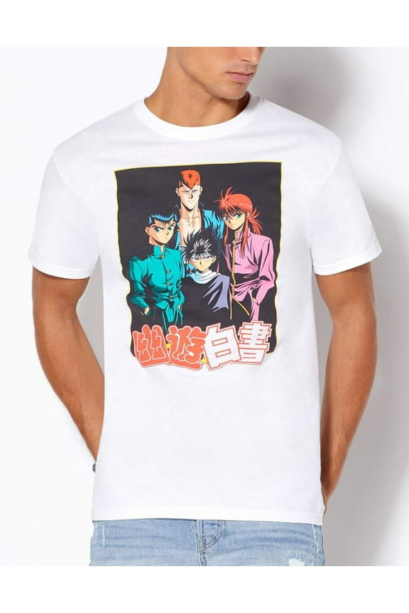 Yu Yu Hakusho Japanese Anime Men's Officially Licensed Group Tee T-Shirt - White (X-Large)