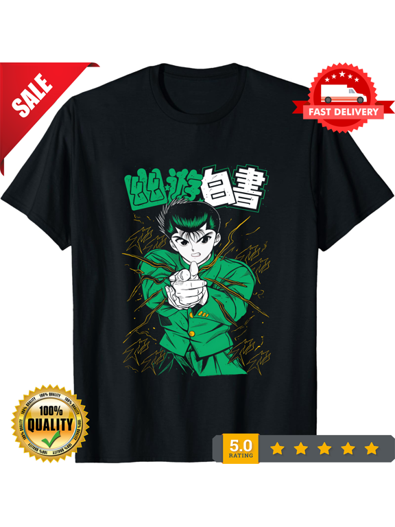 Yu Yu Hakusho T-shirt Kuwabara Kurama Yusuke Hiel Anime Manga Black T-Shirt, NEW INSTOCK-TH82350