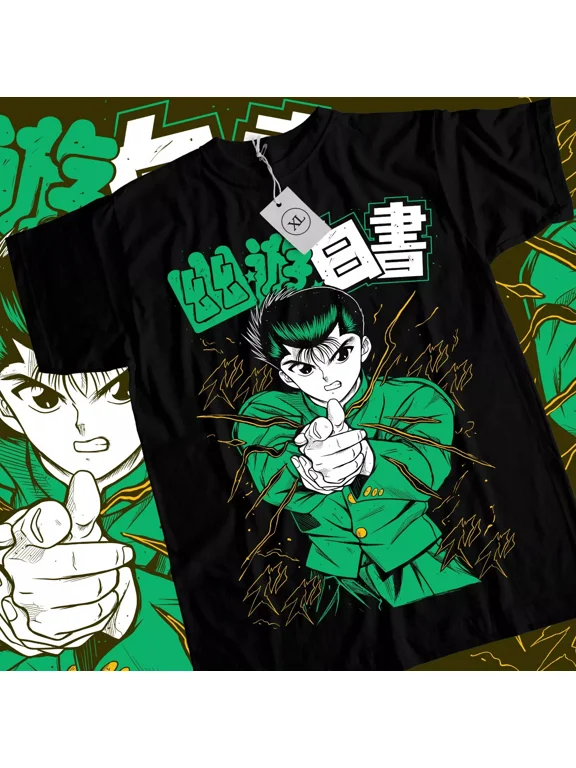 Yu Yu Hakusho T-shirt Kuwabara Kurama Yusuke Hiel Anime Manga Black T-Shirt | eBay