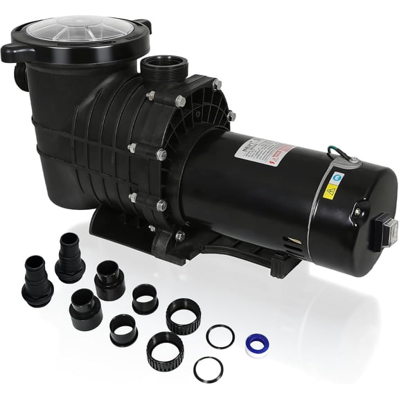 Yu Yusing 2.0 HP 6557 GPH Swimming Pool Pump Inground and Above Ground, 115V, 1500W Energy Saving Self Primming Pool Pump with ON/OFF Switch, Strainer Basket, Silent Running UL Certificate
