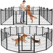 Yu Yusing Dog Playpen Outdoor for Yard 16 Piece Panels Heavy Duty Dog Fence 40" Height, Snow Black