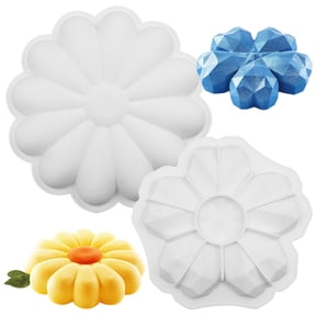 YuCool 2 Pcs Flower Cake Mold,Diamond Heart Shape Baking Mold for DIY Mousse Cake Dessert Chocolate