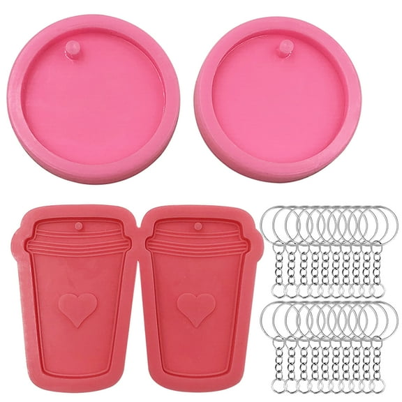 YuCool Love Heart Coffee Cup Resin Mold for DIY Keychain Jewelry Craft
