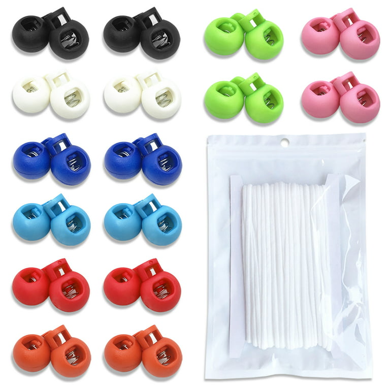 YuCool Plastic Cord Locks,32 Pcs Adjustable Round Cord Stops, Drawstring  Stoppers Clip, String Lock, Drawstring Clasp for  Camping,Hiking,Backpacks,Shoelaces Replacement,Assorted Colors 
