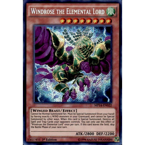 YuGiOh 2014 Mega Tin Secret Rare Windrose the Elemental Lord MP14-EN022