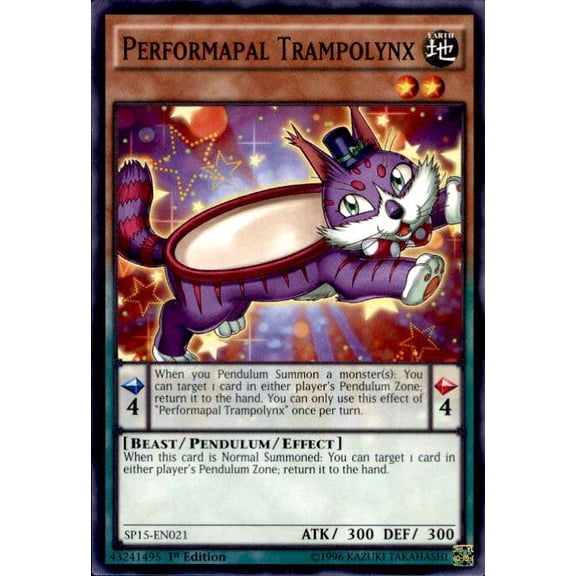 YuGiOh 2015 Star Pack ARC-V Shatterfoil Rare Performapal Trampolynx SP15-EN021