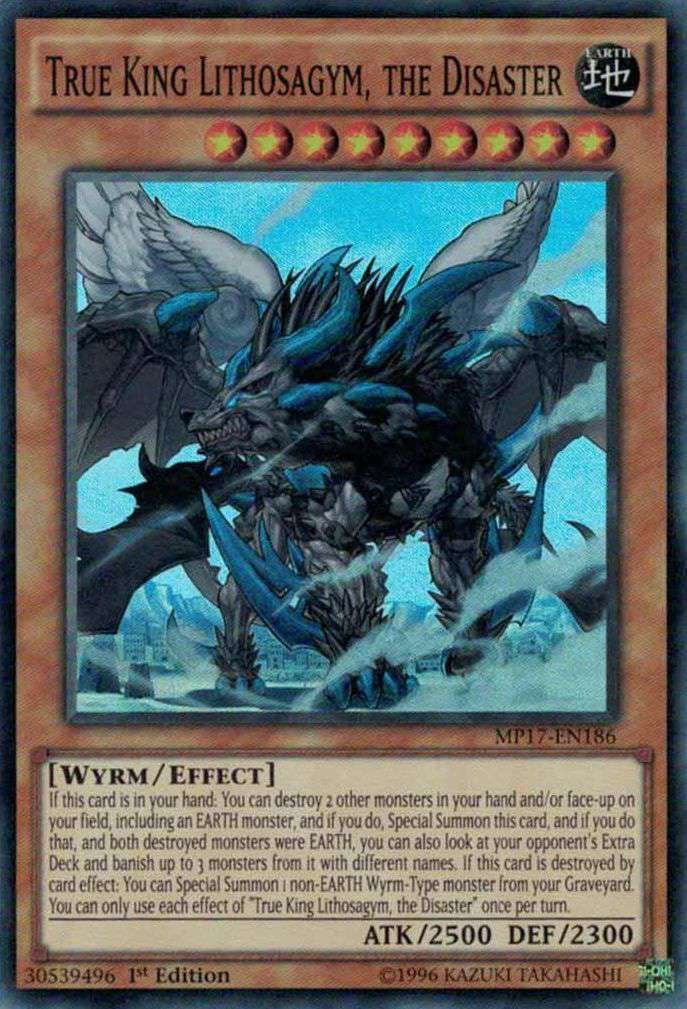 YuGiOh 2017 Mega-Tin Mega Pack Super Rare True King Lithosagym, the  Disaster MP17-EN186 - Walmart.com