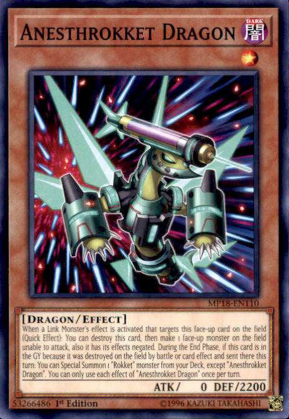YuGiOh 2018 Mega-Tin Mega Pack Common Anesthrokket Dragon MP18-EN110 -  Walmart.com