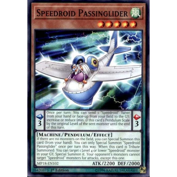 YuGiOh 2018 Mega-Tin Mega Pack Common Speedroid Passinglider MP18-EN102