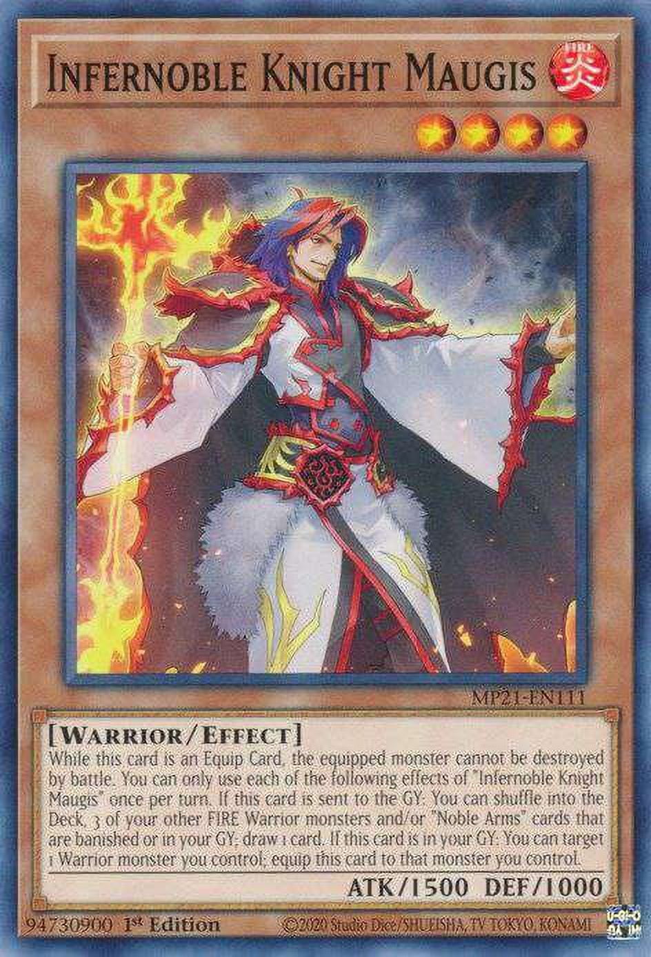 YuGiOh 2021 Tin of Ancient Battles Common Infernoble Knight Maugis  MP21-EN111, image size:944x1388