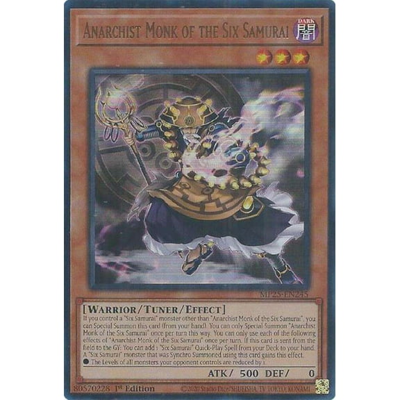 YuGiOh 2025 Mega-Pack Ultra Rare Anarchist Monk of the Six Samurai MP25-EN245