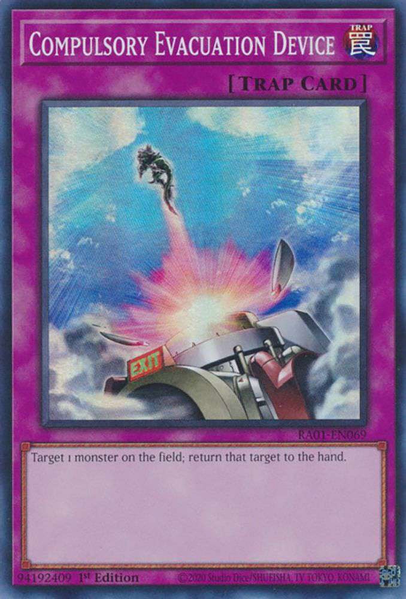 YuGiOh 25th Anniversary Rarity Collection Secret Rare Compulsory Evacuation  Device RA01-EN069 - Walmart.com