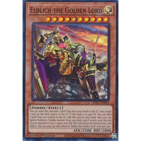 YuGiOh 25th Anniversary Rarity Collection Prismatic Ultimate Rare Eldlich the Golden Lord RA01-EN019