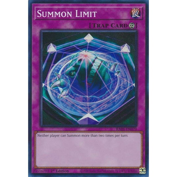 YuGiOh 25th Anniversary Rarity Collection Platinum Secret Rare Summon Limit RA01-EN070