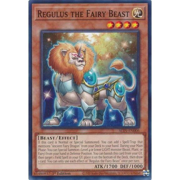 YuGiOh Alliance Insight Common / Short Print Regulus the Fairy Beast ALIN-EN006
