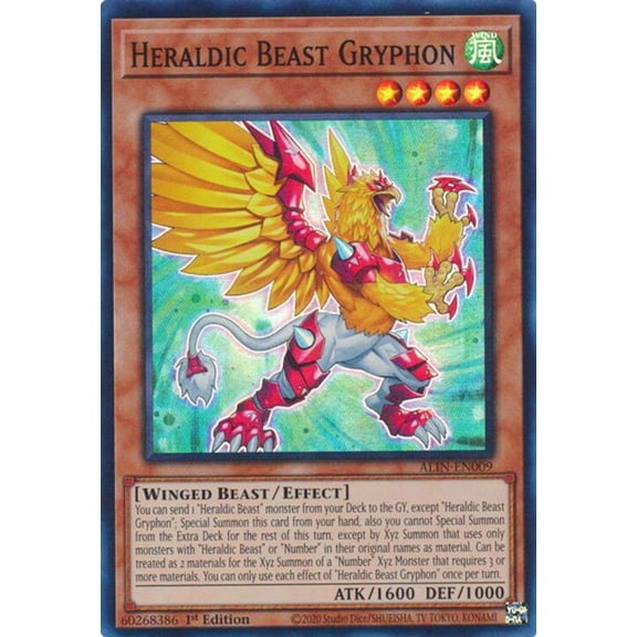 YuGiOh Alliance Insight Super Rare Heraldic Beast Gryphon ALIN-EN009