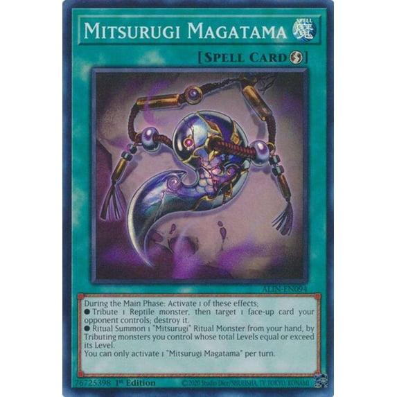 YuGiOh Alliance Insight Super Rare Mitsurugi Magatama ALIN-EN094