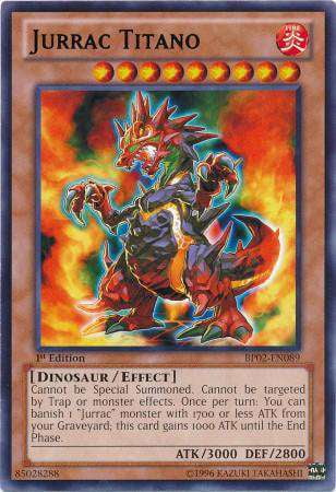 yugioh jurrac cards Stauriko [DT03-EN069] Common TypeDinosaur / Effect Monster AttributeFIRE Level / Rank4 ATK / DEF1700 / 900 Card TextDuring your Main Phase Jurrac Necrodon - Realistic Cards