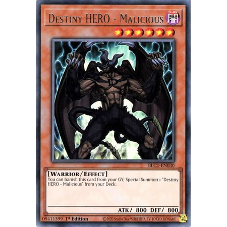 YuGiOh Battles of Legend Chapter 1 Ultra Rare Destiny HERO - Malicious BLC1-EN030 (Silver Name Version)