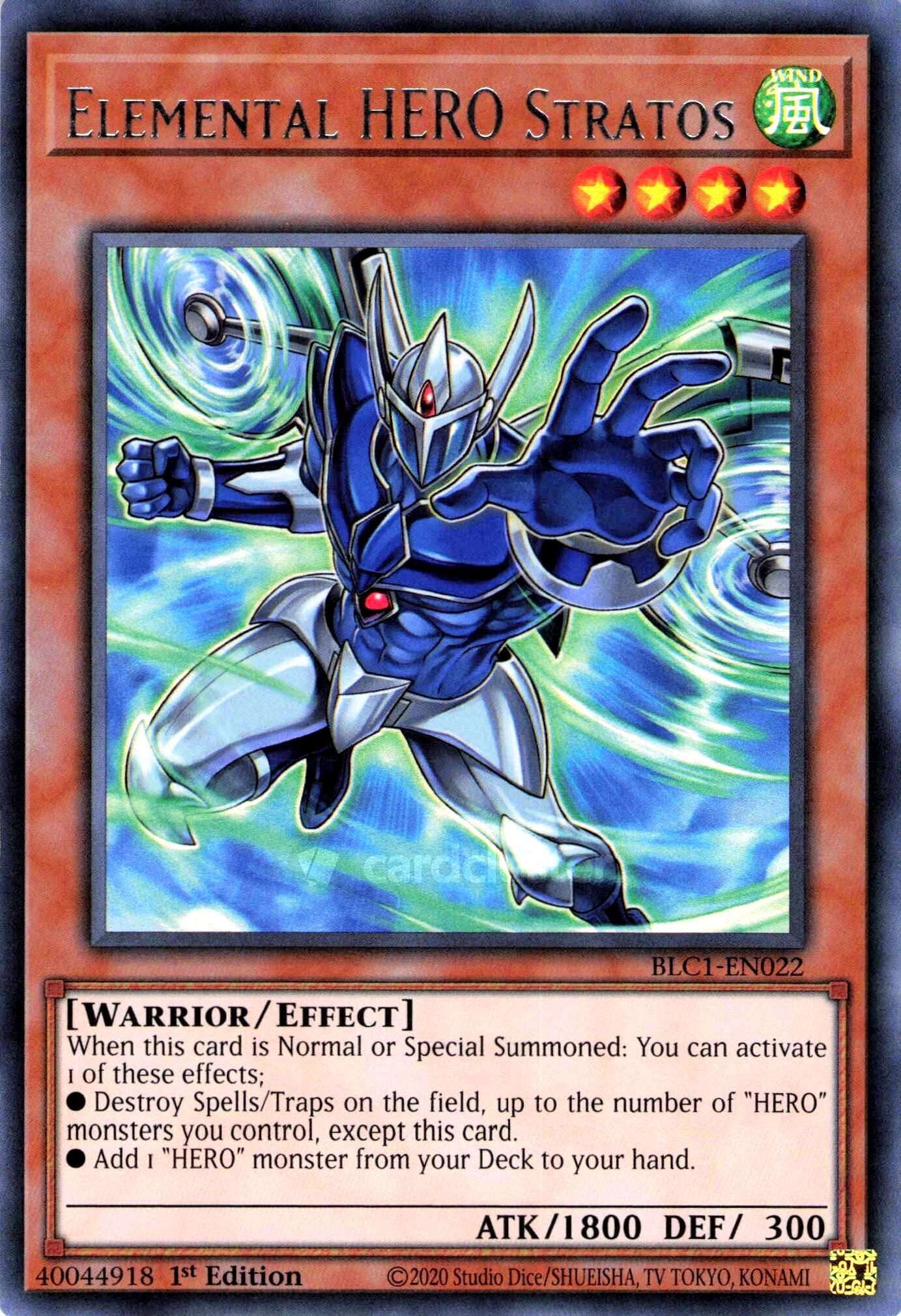 YuGiOh Battles of Legend Chapter 1 Ultra Rare Elemental HERO Stratos  BLC1-EN022 (Silver Name Version, Alternate Art) - Walmart.com