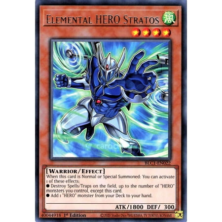 YuGiOh Battles of Legend Chapter 1 Ultra Rare Elemental HERO Stratos BLC1-EN022 (Silver Name Version, Alternate Art)
