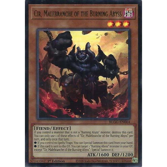 YuGiOh Battles of Legend: Glorious Gallery Ultra Rare Cir, Malebranche of the Burning Abyss BLGG-EN064