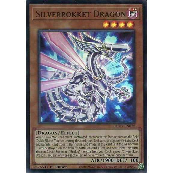 YuGiOh Battles of Legend: Glorious Gallery Ultra Rare Silverrokket Dragon BLGG-EN072