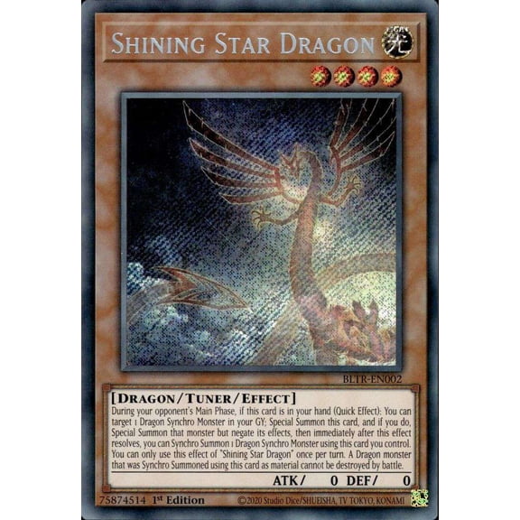 YuGiOh Battles of Legend: Terminal Revenge Secret Rare Shining Star Dragon BLTR-EN002
