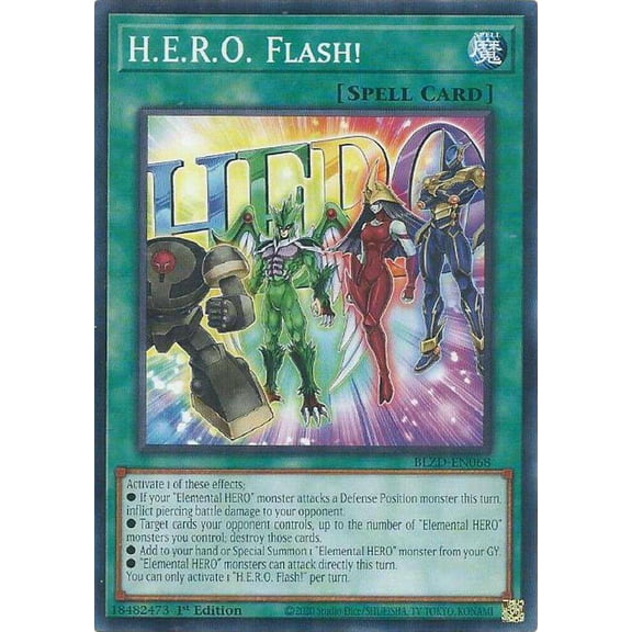 YuGiOh Blazing Dominion Common H.E.R.O. Flash! BLZD-EN068