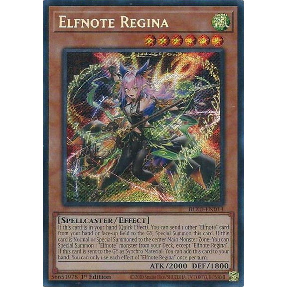 YuGiOh Blazing Dominion Secret Rare Elfnote Regina BLZD-EN014