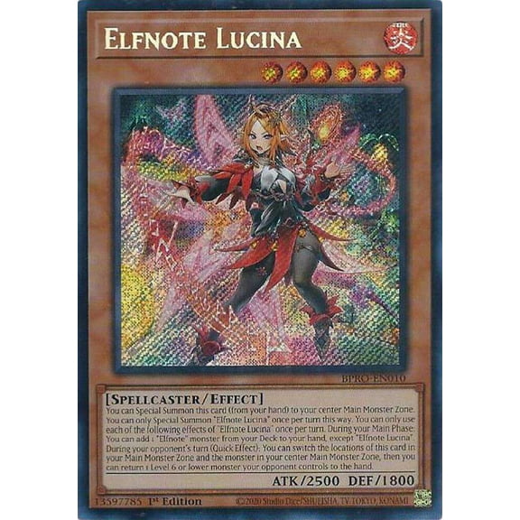 YuGiOh Burst Protocol Secret Rare Elfnote Lucina BPRO-EN010