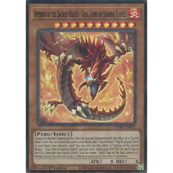 YuGiOh Chaos Origins Super Rare Inferno of the Sacred Beasts - Uria, Lord of Searing Flames CORI-EN005