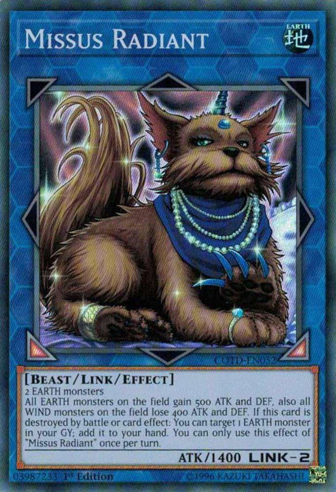YuGiOh Code of the Duelist Super Rare Missus Radiant COTDEN052