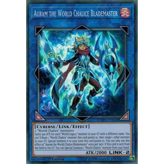 YuGiOh Code of the Duelist Super Rare Auram the World Chalice Blademaster COTD-EN049