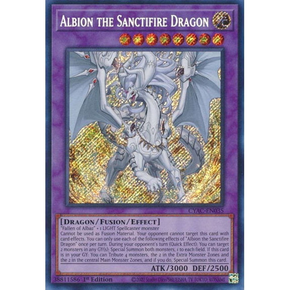YuGiOh Cyberstorm Access Secret Rare Albion the Sanctifire Dragon CYAC-EN035