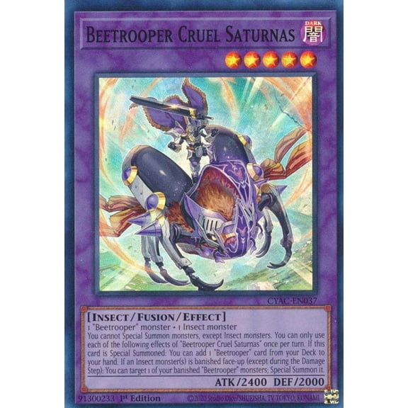 YuGiOh Cyberstorm Access Super Rare Beetrooper Cruel Saturnas CYAC-EN037