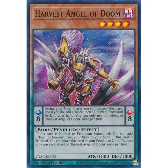 YuGiOh Cyberstorm Access Super Rare Harvest Angel of Doom CYAC-EN026