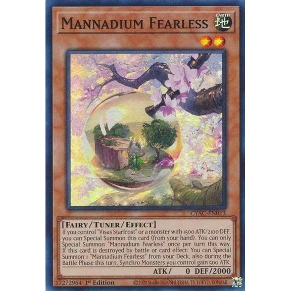 YuGiOh Cyberstorm Access Super Rare Mannadium Fearless CYAC-EN013