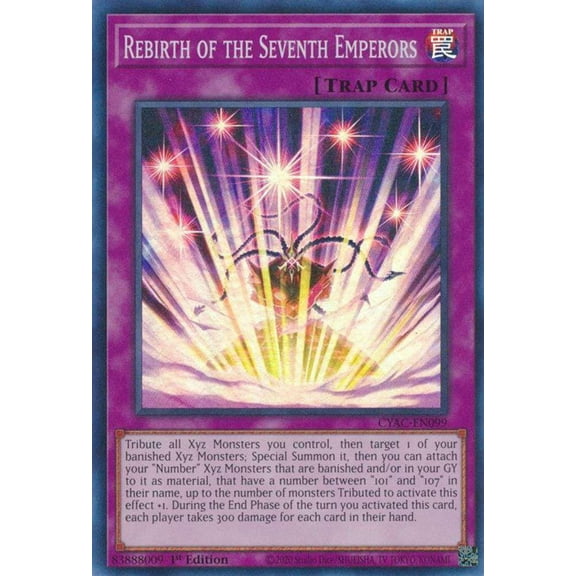 YuGiOh Cyberstorm Access Super Rare Rebirth of the Seventh Emperors CYAC-EN099